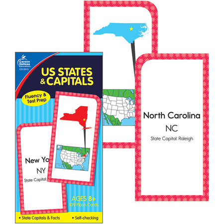 Carson Dellosa U.S. States + Capitals Flash Cards, Grade 3-5 3913